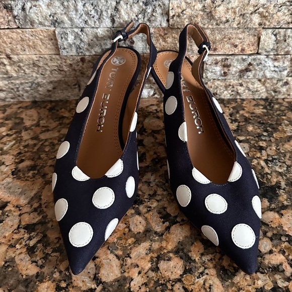Tory Burch Sling Back Pump Spencer Navy - Picture 5 of 8